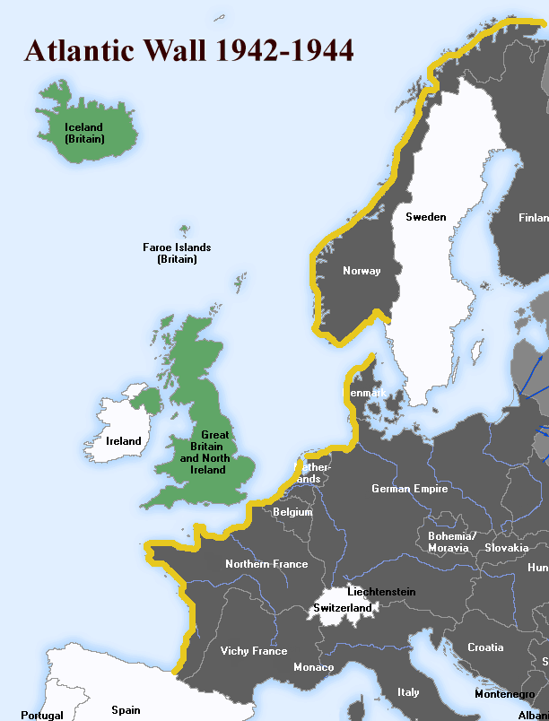 Atlantikwall in Europa (Wikipedia, 2015)